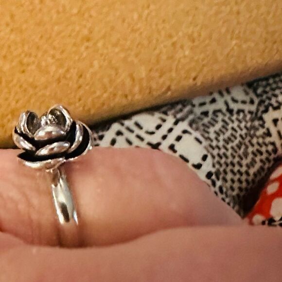 ROSE Gothic Antique Washed Silver Rose Ring Adjustable Detachable Poison - Picture 11 of 12